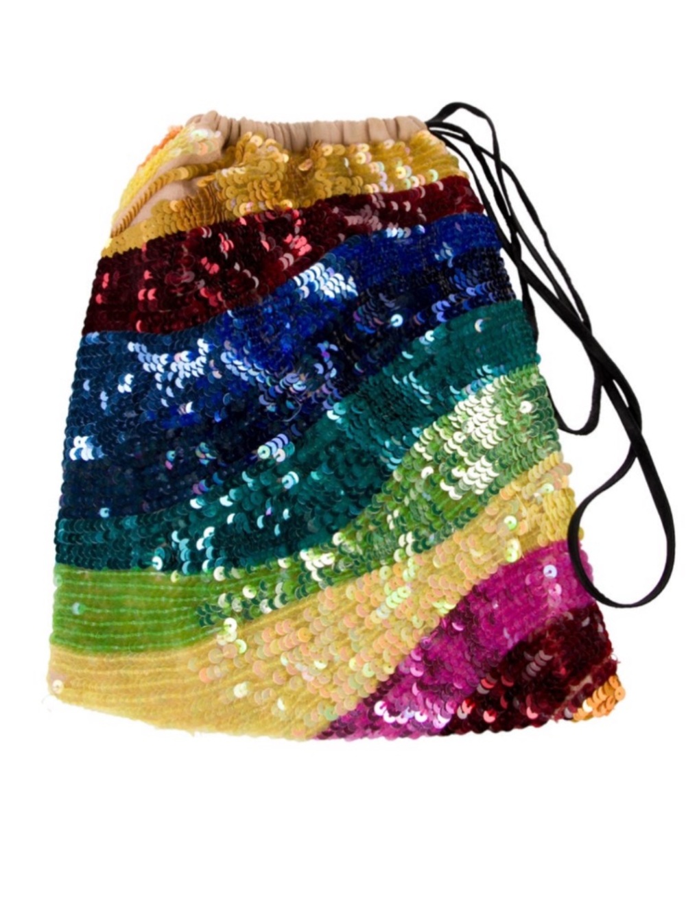 Attico silk rainbow sequins drawstring pouch bag with tassel - Picture 4 of 15